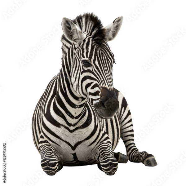 Fototapeta PNG, zebra sit o transparent background, cutout