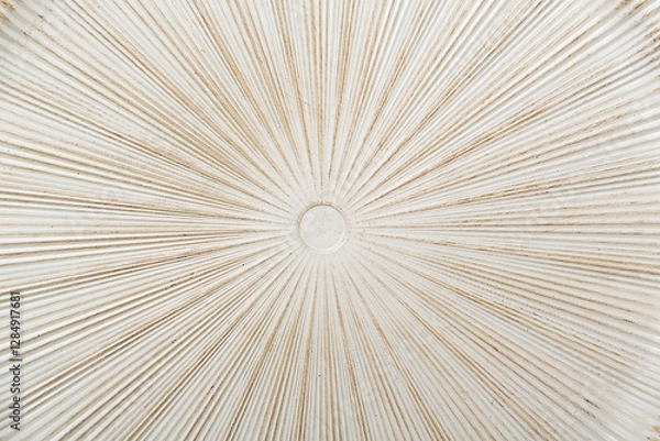 Obraz Gold tan and white charger plate on a birch light wood tabletop with a woodgrain texture suitable for a dynamic texture or background.