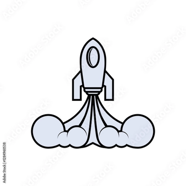 Fototapeta Launch Icon. Rocket  Startup Symbol - Vector, Sign for Design, Presentation, Website or Apps Elements. 