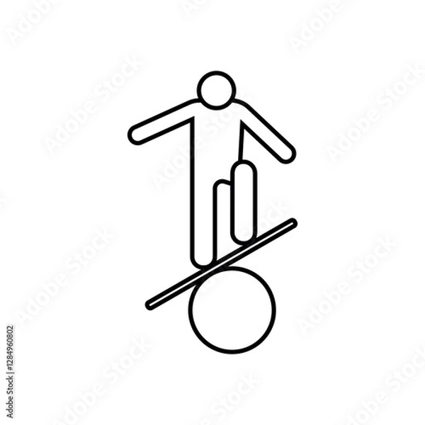 Obraz unstable, icon, vector, risk, symbol, illustration, man, sign, person, safety, construction, danger, fall, slide, accident, human, high, business, balance, logo, slip, Unbalanced Symbol, beware, picto
