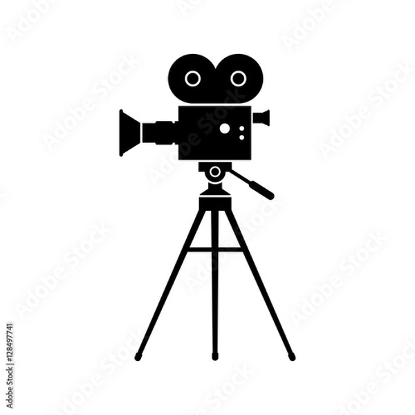 Obraz Movie camera vector icon, isolated object on white background