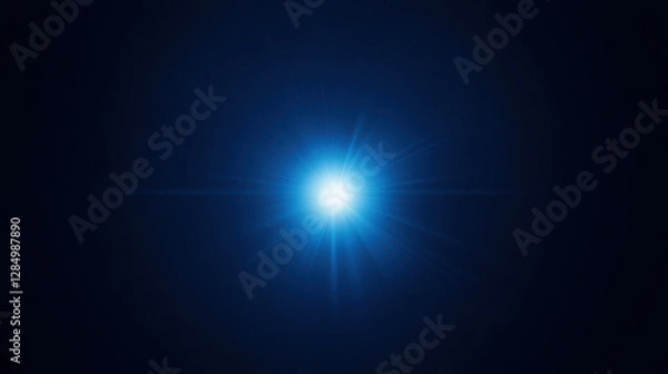 Fototapeta Bright blue light radiating in dark background, creating glowing effect