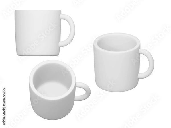 Obraz 3Dレンダリングのシンプルな白いマグカップ