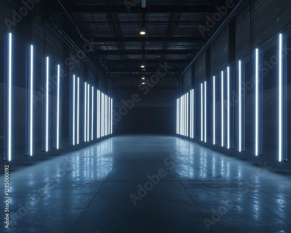 Obraz Industrial Corridor with Fluorescent Lighting