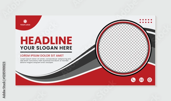 Obraz Modern red and black wave business banner template