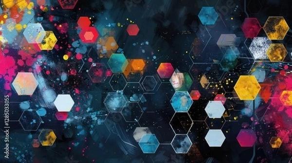 Obraz Futuristic Hexagonal Abstract Background – Black and White Tech Design