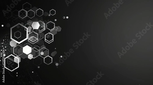 Obraz Futuristic Hexagonal Abstract Background – Black and White Tech Design