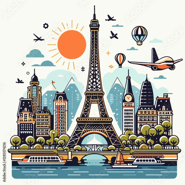 Fototapeta eiffel tower vector illustration