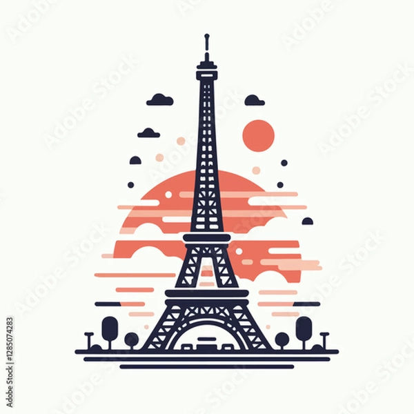 Fototapeta eiffel tower vector illustration