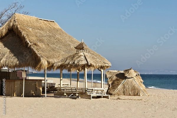 Fototapeta A beach hut on the Bulgarian beach
