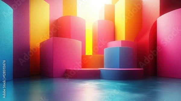 Fototapeta Vibrant Abstract Geometric Background with Colorful 3D Shapes