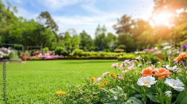 Fototapeta A vibrant garden scene