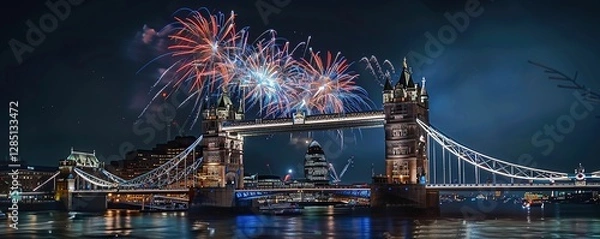 Fototapeta Tower Bridge Fireworks Display Over London