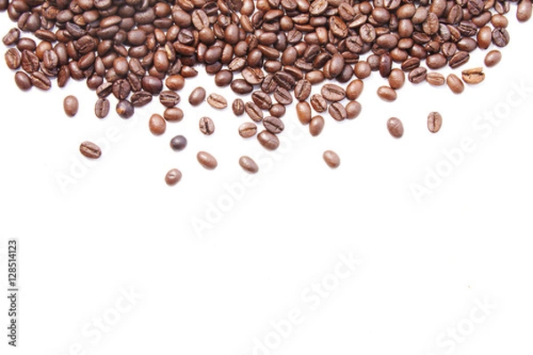 Fototapeta White background with coffee beans