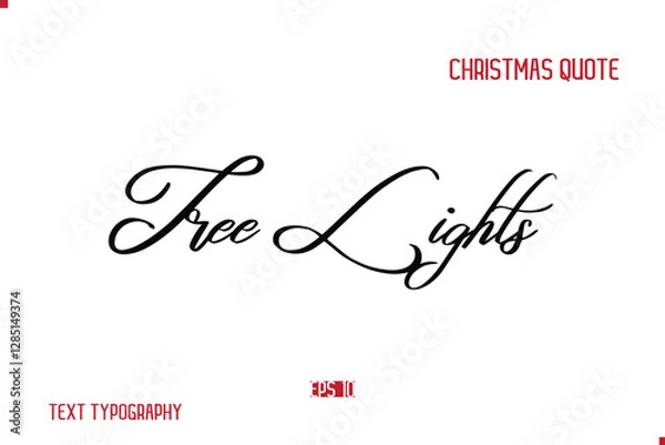Fototapeta Happy Merry Christmas Saying Stylish Cursive Text Typography Lettering Tree Lights