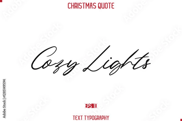 Fototapeta Calligraphy Lettering Happy Merry Christmas Greeting Card Text Quote Cozy Lights