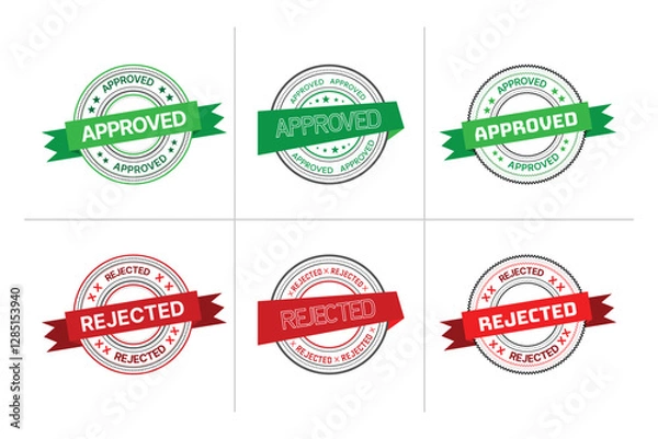 Fototapeta Approved and Rejected Stamps or Badges