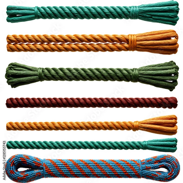 Fototapeta Assortment of Colored Rope Isolated on White High Resolution