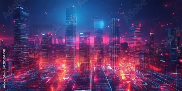 Fototapeta Abstract Futuristic City, Generative AI