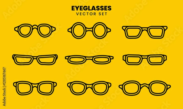 Obraz Minimalist outline vector set of various eyeglasses styles. Perfect for fashion, accessories, or optical-related designs