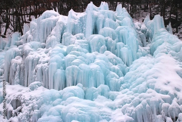 Obraz Ice formations on frozen waterfall