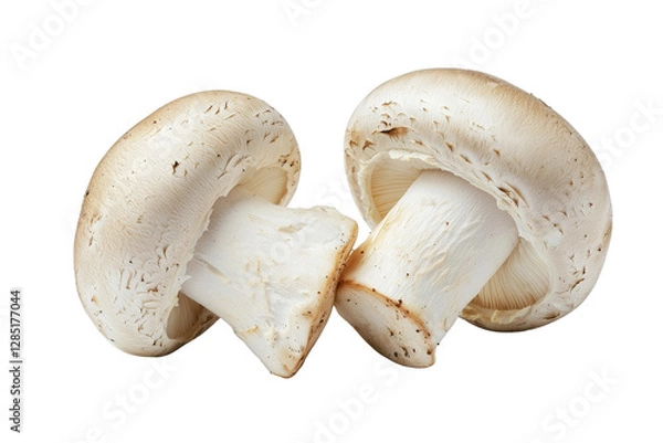 Obraz Fresh White Mushrooms Isolated on a Clean White Background for Culinary Use