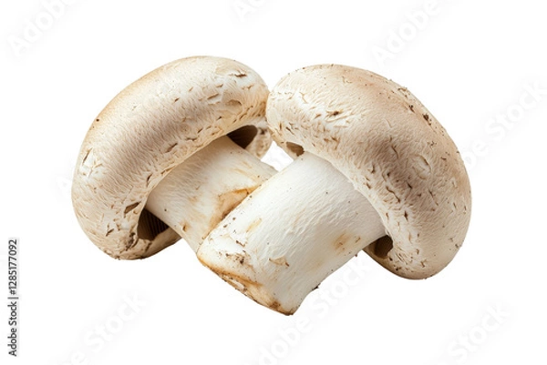 Obraz Fresh White Mushrooms Close-Up on Isolated Background for Culinary Use