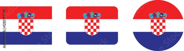 Fototapeta Croatian Flag Variations: Rectangular and Circular Formats