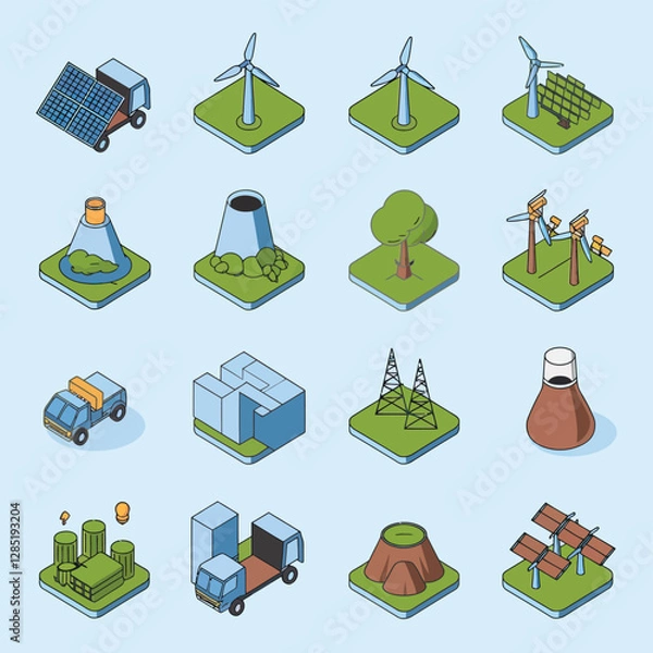 Obraz 2d vector environment Collection Solar Panel icon Symbolizing clean and renewable solar energy.