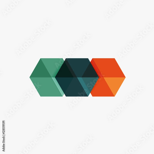 Fototapeta Empty blank hexagon layout, geometric template for text and options