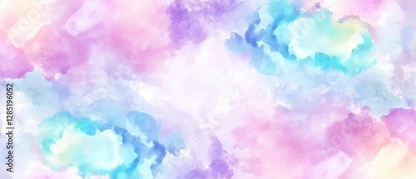 Fototapeta A soft, pastel watercolor background featuring swirls of pink, blue, and purple, creating a dreamy and ethereal atmosphere.