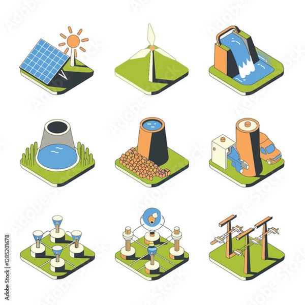 Obraz 2d vector environment Collection Solar Panel icon Symbolizing clean and renewable solar energy.