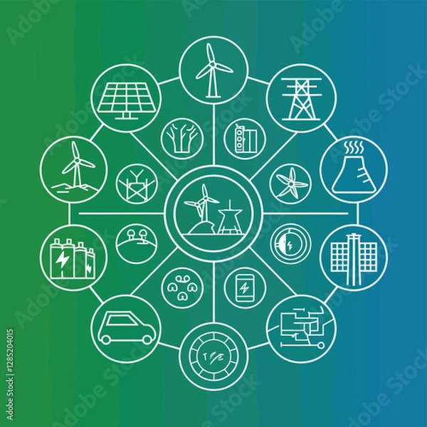 Obraz 2d vector environment Collection Solar Panel icon Symbolizing clean and renewable solar energy.