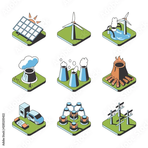 Obraz 2d vector environment Collection Solar Panel icon Symbolizing clean and renewable solar energy.