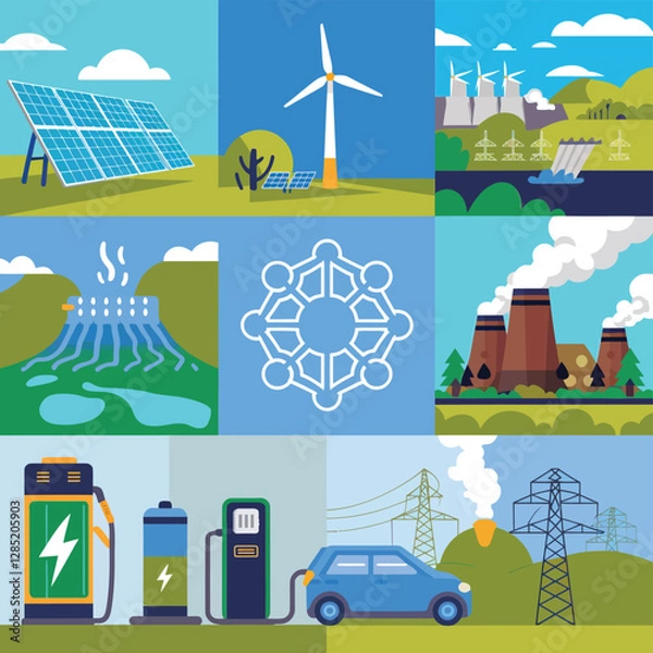 Obraz 2d vector environment Collection Solar Panel icon Symbolizing clean and renewable solar energy.