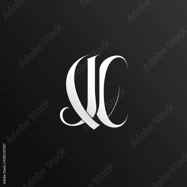Fototapeta Elegant Script Monogram with Stylized Cursive Lettering