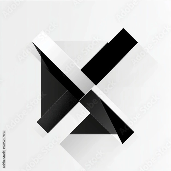 Fototapeta Abstract Letter X with Geometric Overlaps and Depth
