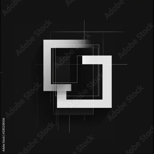 Fototapeta Interlocked Squares with Bold Geometric Patterns