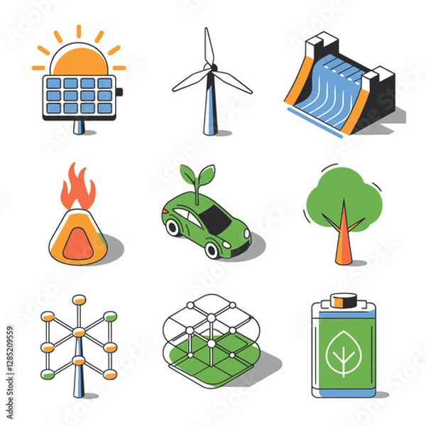Obraz 2d vector environment Collection Solar Panel icon Symbolizing clean and renewable solar energy.