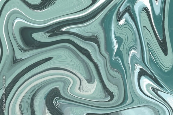 Fototapeta A soothing abstract fluid art pattern with swirling shades of gray, teal, and white, creating a soft, elegant marbled effect with a tranquil and modern aesthetic.