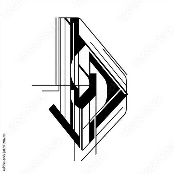 Fototapeta Stylized Letter with Geometric Structures