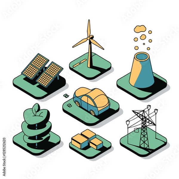 Obraz 2d vector environment Collection Solar Panel icon Symbolizing clean and renewable solar energy.