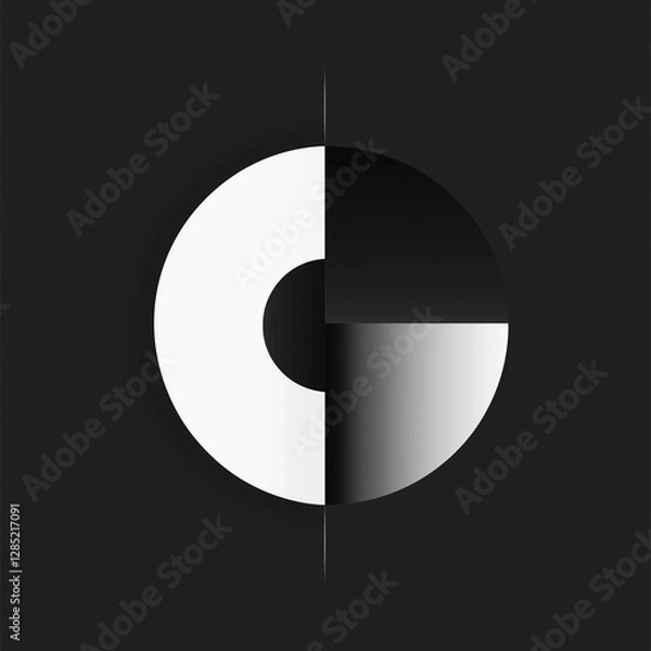 Fototapeta Abstract Letter C with Geometric Division and Balance