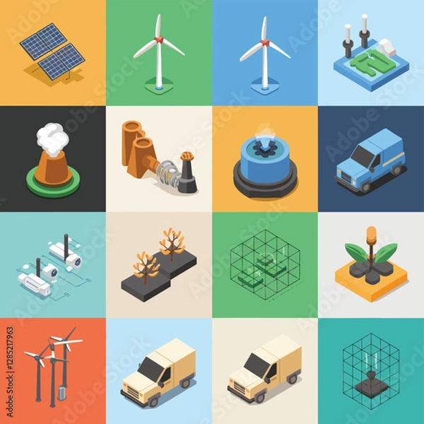 Obraz 2d vector environment Collection Solar Panel icon Symbolizing clean and renewable solar energy.