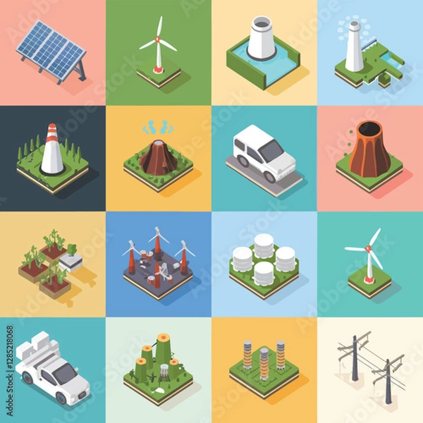 Obraz 2d vector environment Collection Solar Panel icon Symbolizing clean and renewable solar energy.