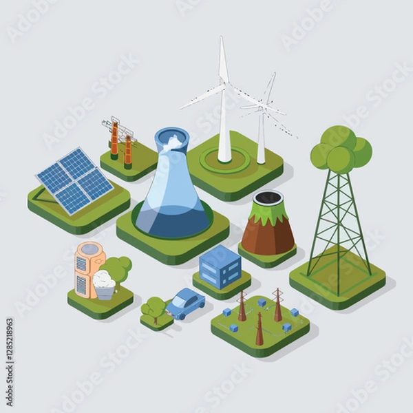 Obraz 2d vector environment Collection Solar Panel icon Symbolizing clean and renewable solar energy.