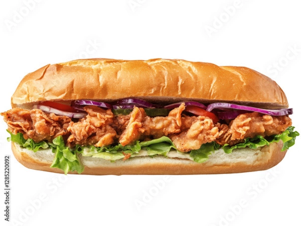 Fototapeta Crispy chicken sub sandwich on a transparent background