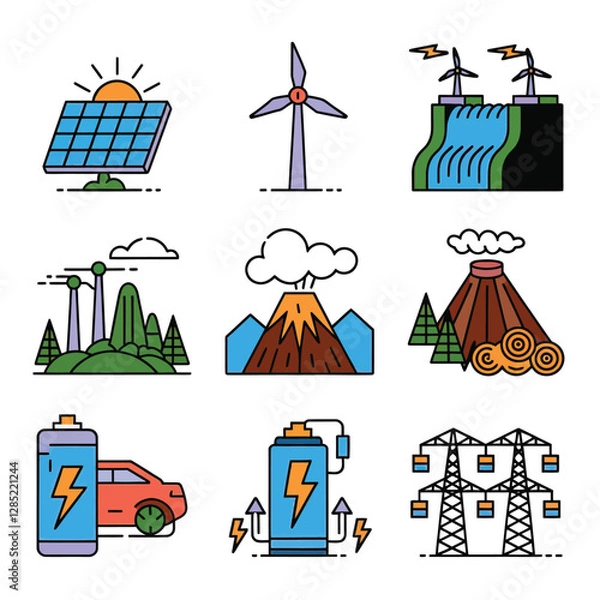Obraz 2d vector environment Collection Solar Panel icon Symbolizing clean and renewable solar energy.