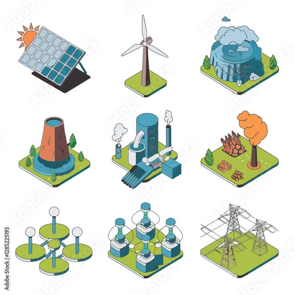 Obraz 2d vector environment Collection Solar Panel icon Symbolizing clean and renewable solar energy.