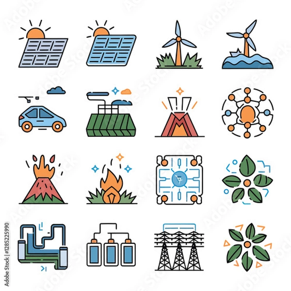 Obraz 2d vector environment Collection Solar Panel icon Symbolizing clean and renewable solar energy.